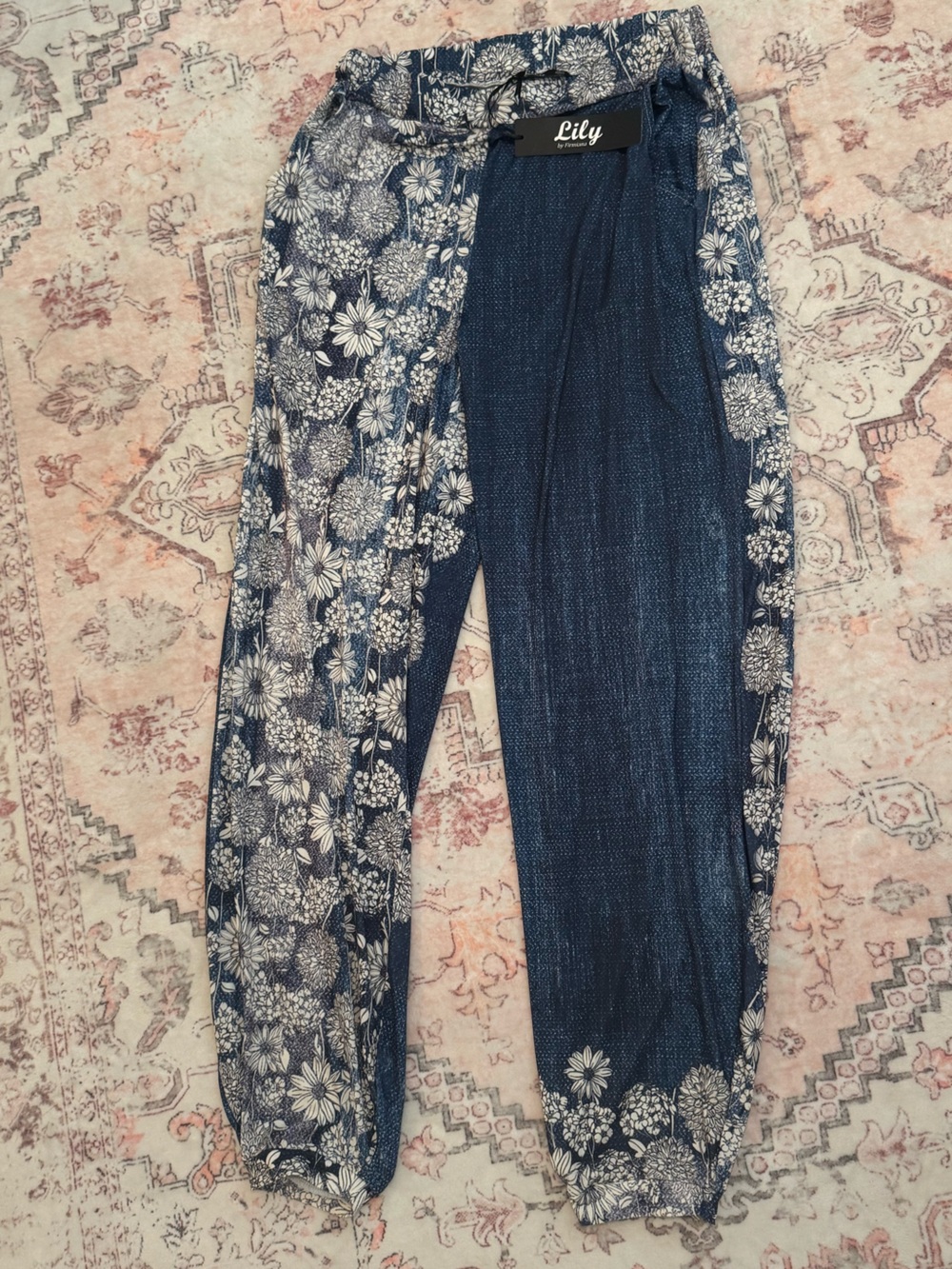 Lily Navy and White Floral Jogger Pants